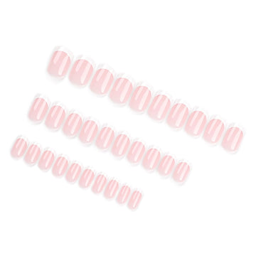 White French Tip Press-On Nails – Short Square, Natural Thick Finish (30 Pcs)