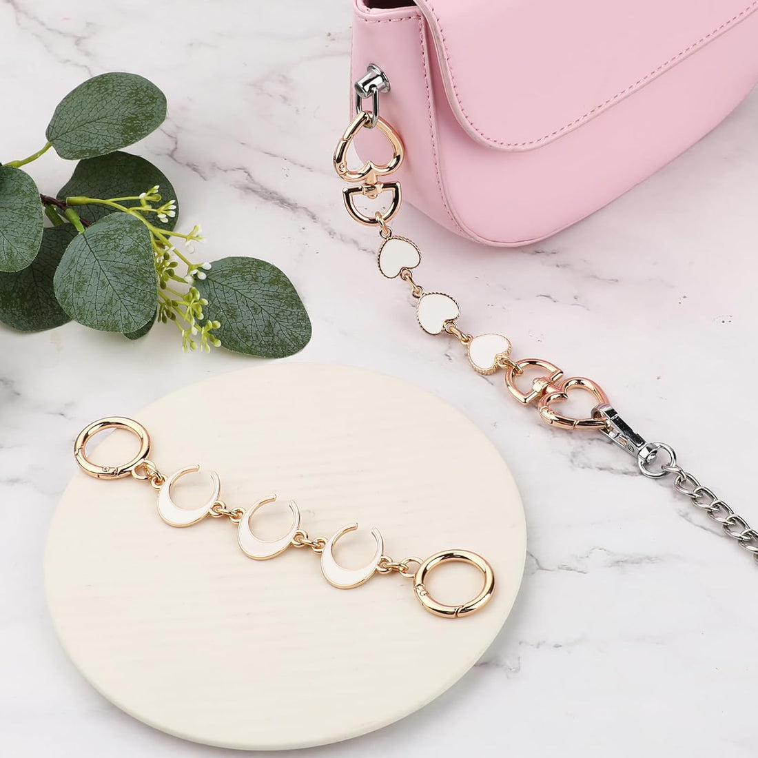 Heart & Moon Purse Extender Chain Set – Bag Strap Extenders & Charms (2pcs)