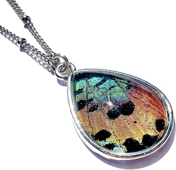 Handmade Real Butterfly Wing & Pressed Flower Necklace – Ethically Sourced Preserved Insect Jewelry for Women